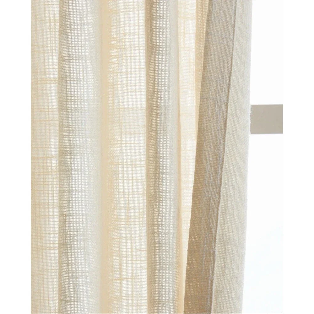 Quince Cotton Sheer Curtain Set Ivory 48x96 Set of 2 Panels NEW
